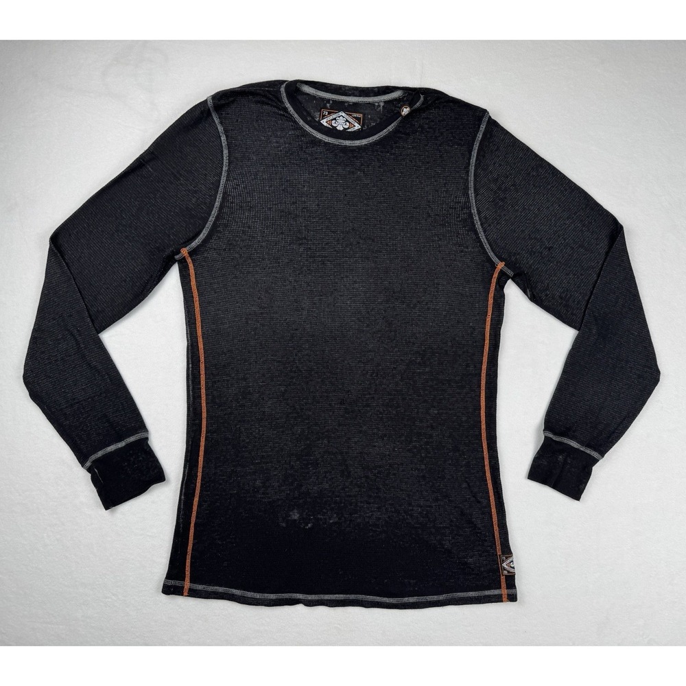 Affliction Standard Thermal Long Sleeve Black Acid Wash Size Large USA